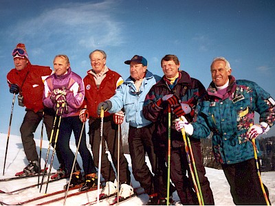 Das Wunderteam v.l.: Toni Sailer, Anderl Molterer, Fritz Huber, Christian Pravda, Hias Leitner, Ernst Hinterseer