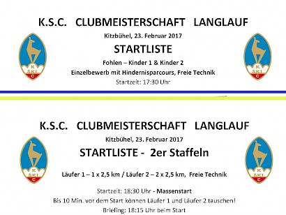 Startliste Clubmeisterschaft Langlauf