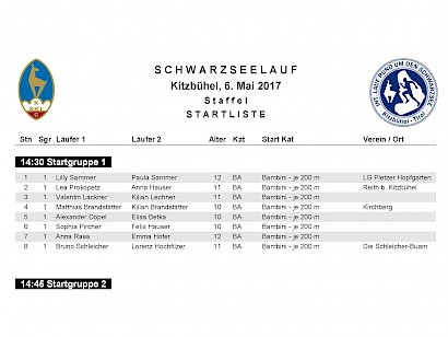 Startliste Schwarzseelauf