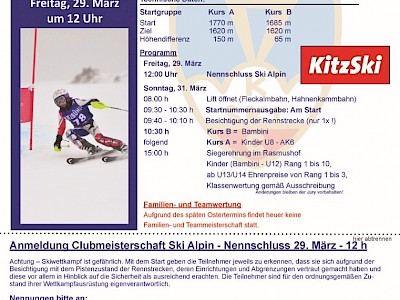 KSC CLUBMEISTERSCHAFT ALPIN 2019 - SO, 31. März, Ochsalm