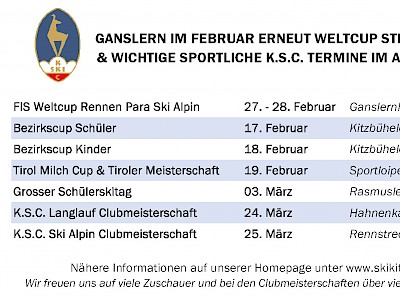 Wichtige sportliche K.S.C. Termine im Ausblick