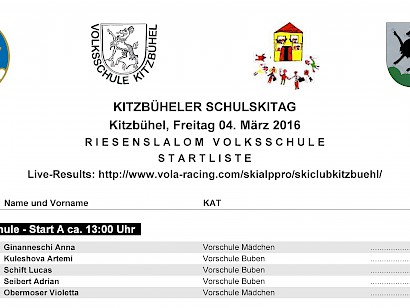 Startliste Volksschule