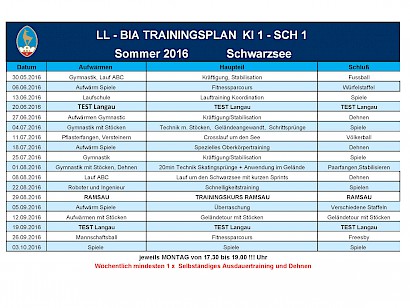 Trainingspläne für Sommer 2016