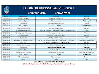 Trainingspläne für Sommer 2016